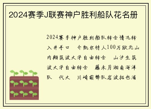 2024赛季J联赛神户胜利船队花名册